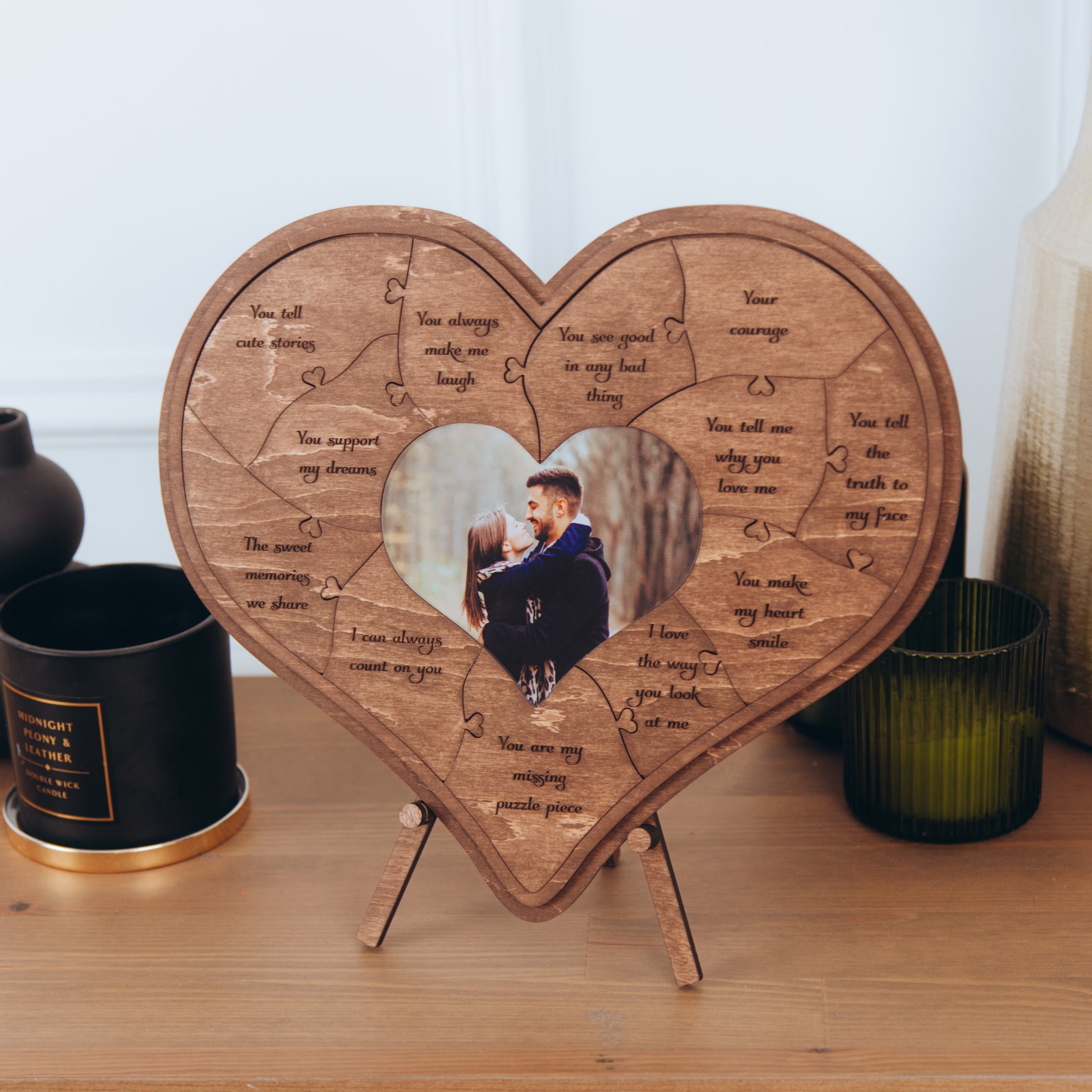 12 Reasons Why I Love You Unique Wooden Puzzle Valentine Gifts for Him/Her