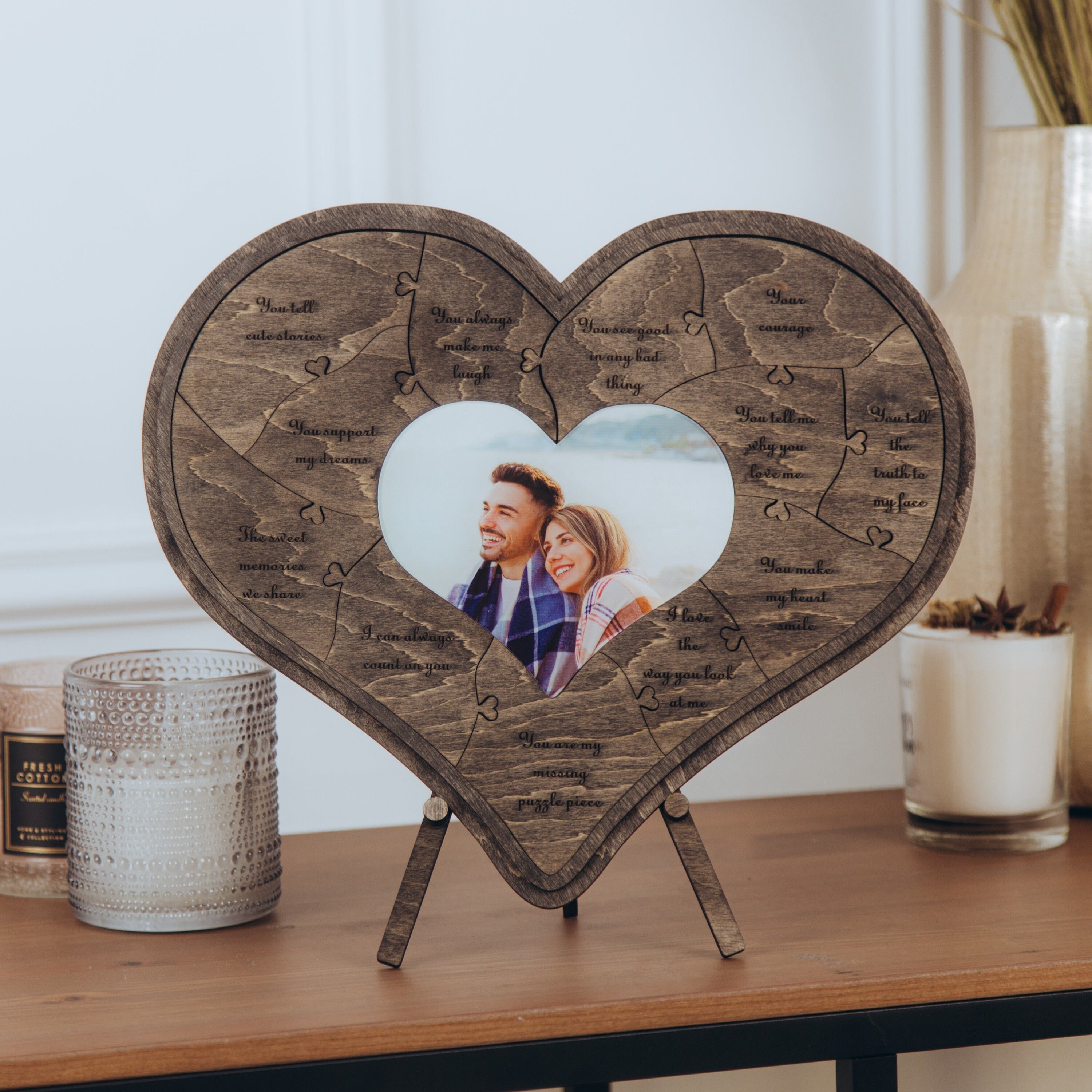 12 Reasons Why I Love You Unique Wooden Puzzle Valentine Gifts for Him/Her