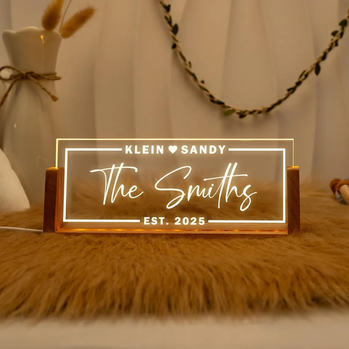 Custom Names and Date Lamp,Custom Wedding Night Light,Anniversary Gift,Romantic Gift for Couple