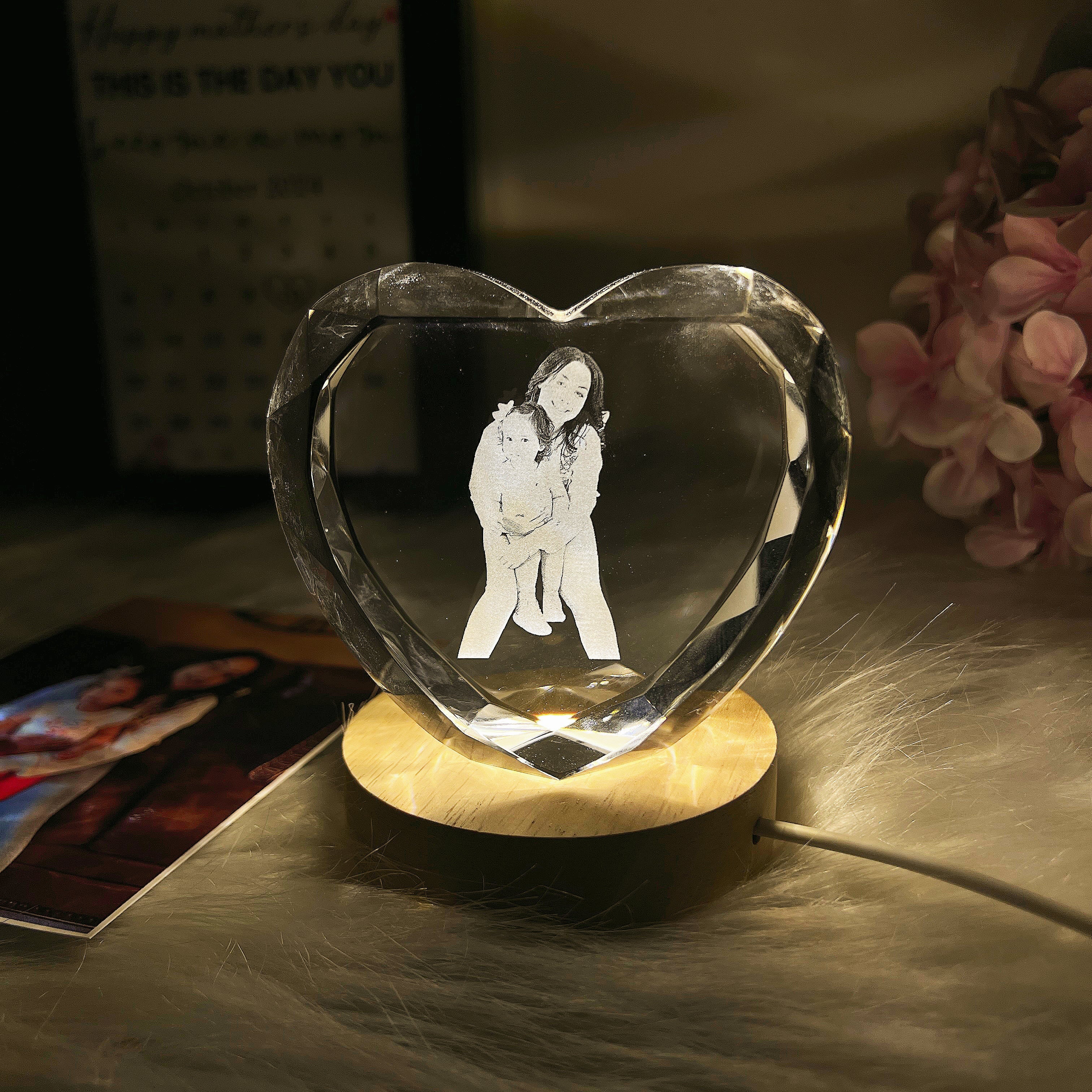 Personalized 3D Heart Shaped Crystal Photo Gift