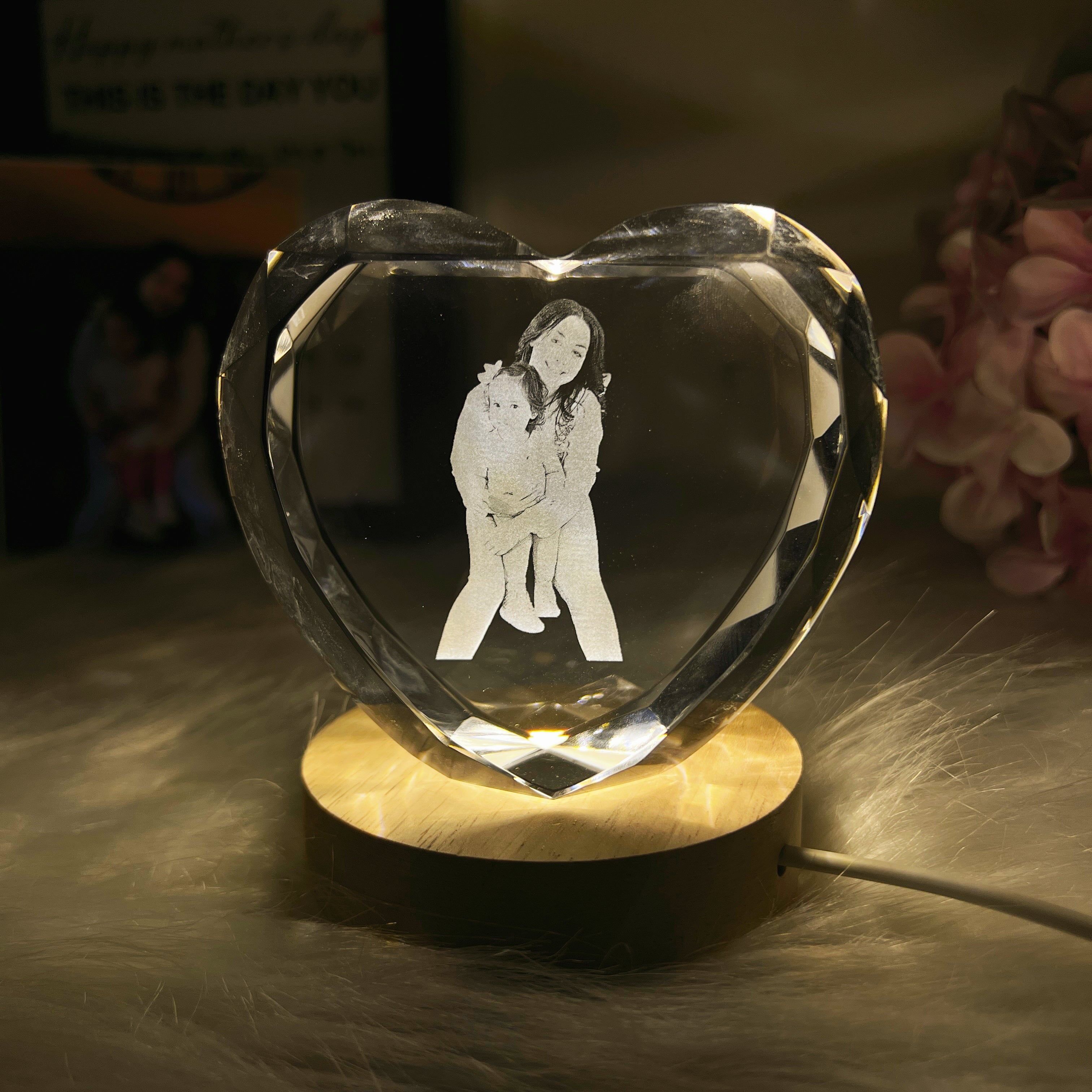 Personalized 3D Heart Shaped Crystal Photo Gift