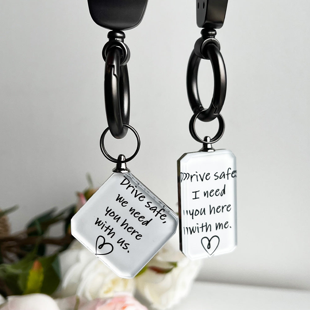 Drive Safe My Love - Personalized Laser Engraved Leather Crystal Photo KeyChain