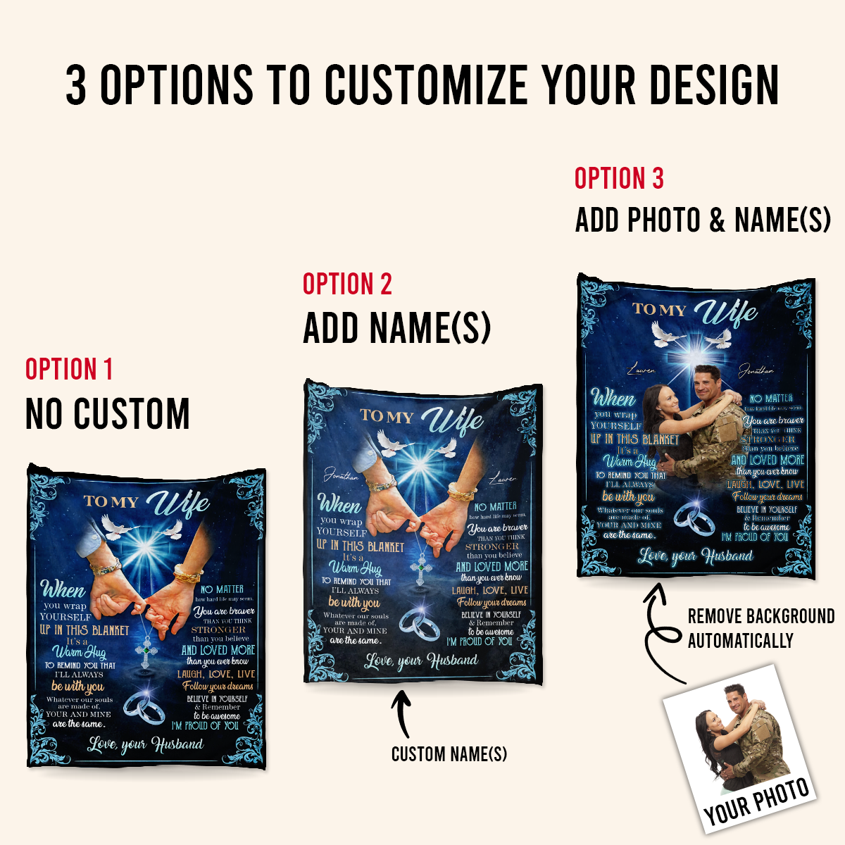 Personalized Blankets With Names And Pictures - To My Wife No Matter How Hard Life May Seem - Husband To Wife