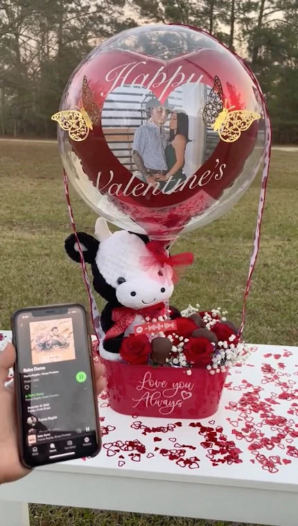 Personalised Flower Balloon Box Valentines gift
