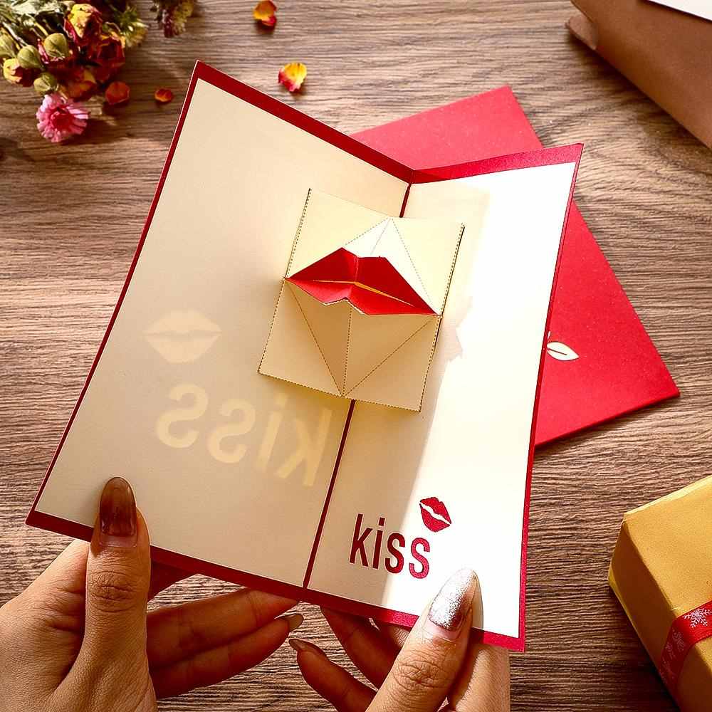 3D Lip Kiss Card - Pop Up Greeting Cards