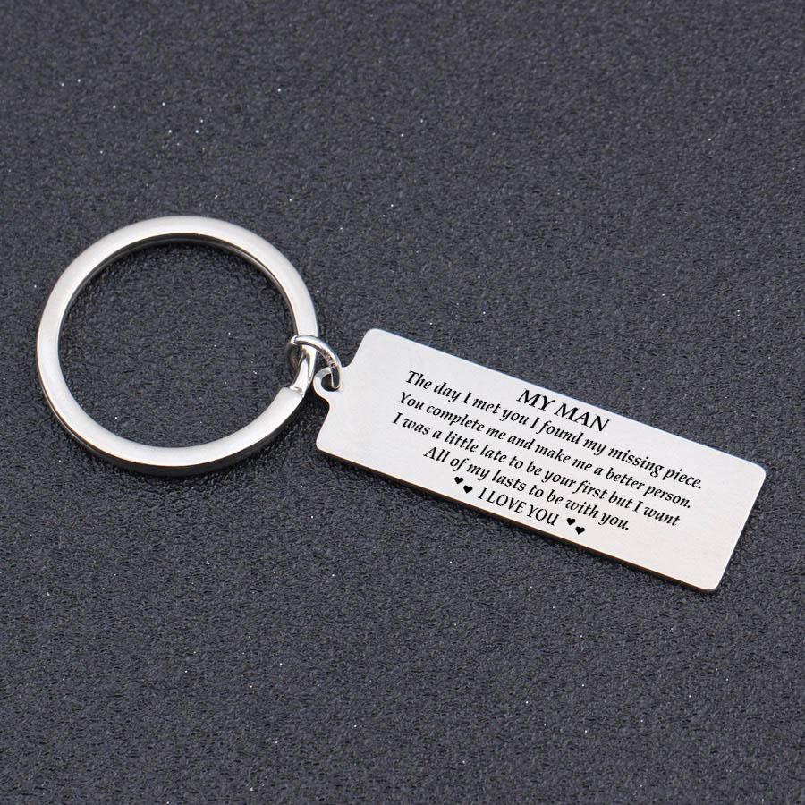 To My Man I Love You Keychain "I Want All of My Lasts to Be with You"