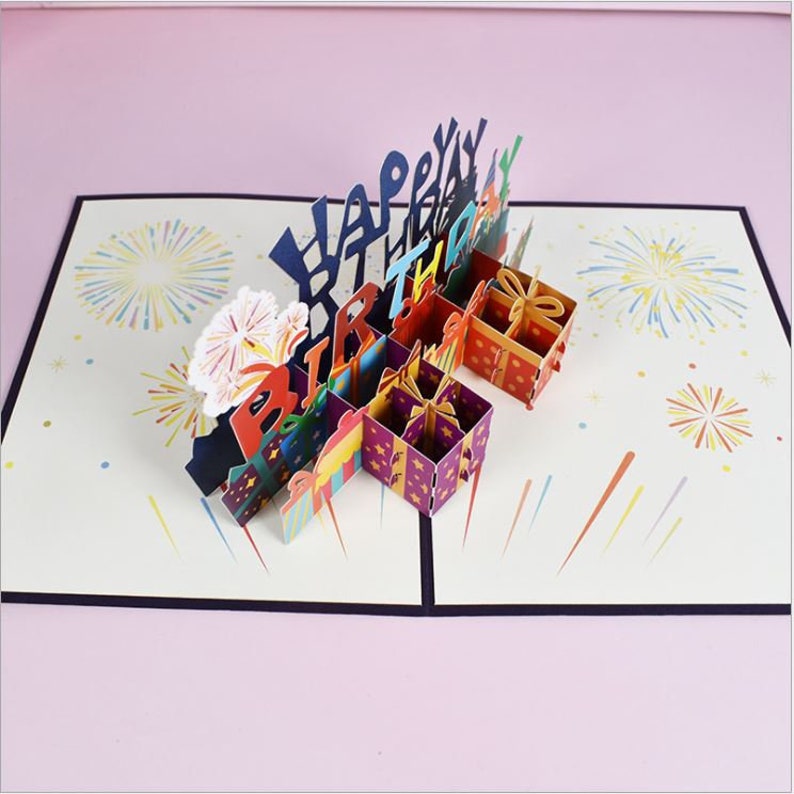 3D Pop Up Happy Birthday Cards with Colorful Gift Boxes