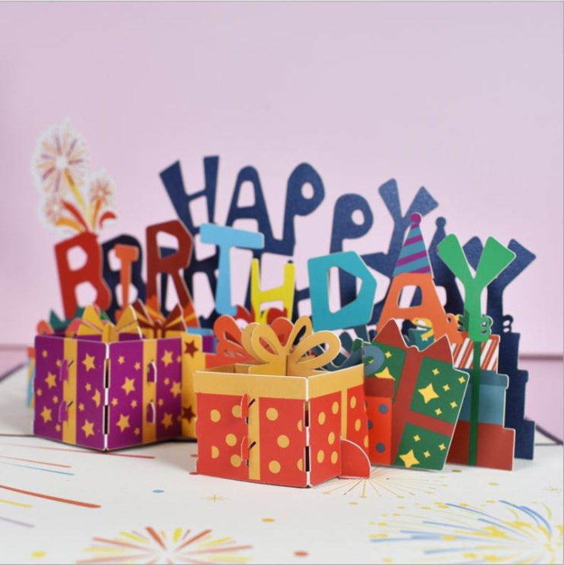 3D Pop Up Happy Birthday Cards with Colorful Gift Boxes