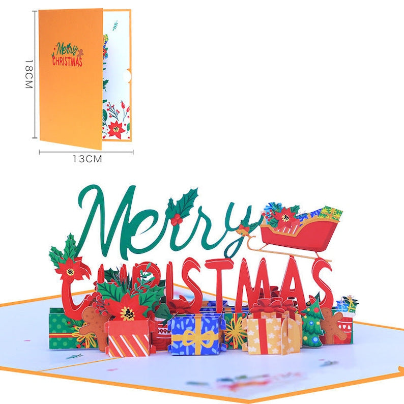 Handmade Merry Christmas Pop Up Greeting Card