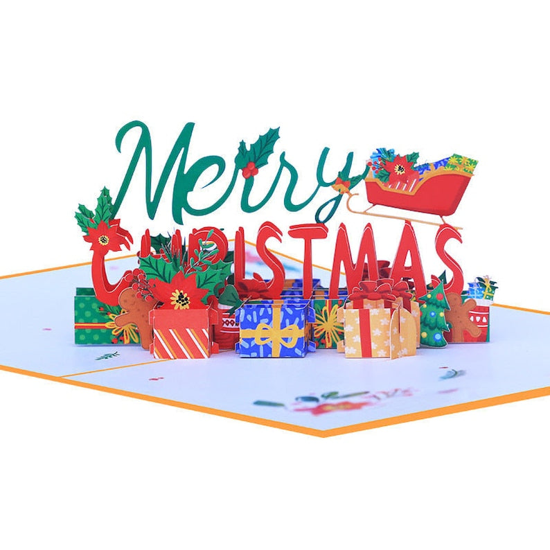 Handmade Merry Christmas Pop Up Greeting Card