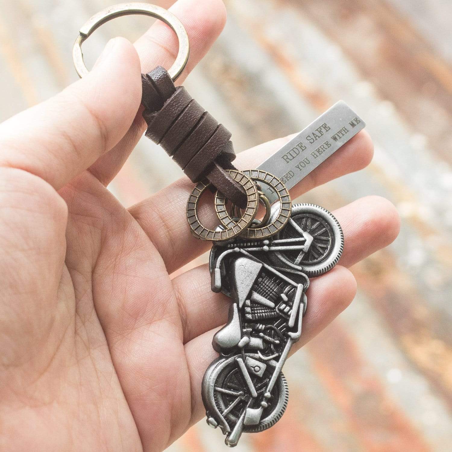 Personalized Motorcycle Keychain - To My Man - Ride Safe, I Need You Here With Me