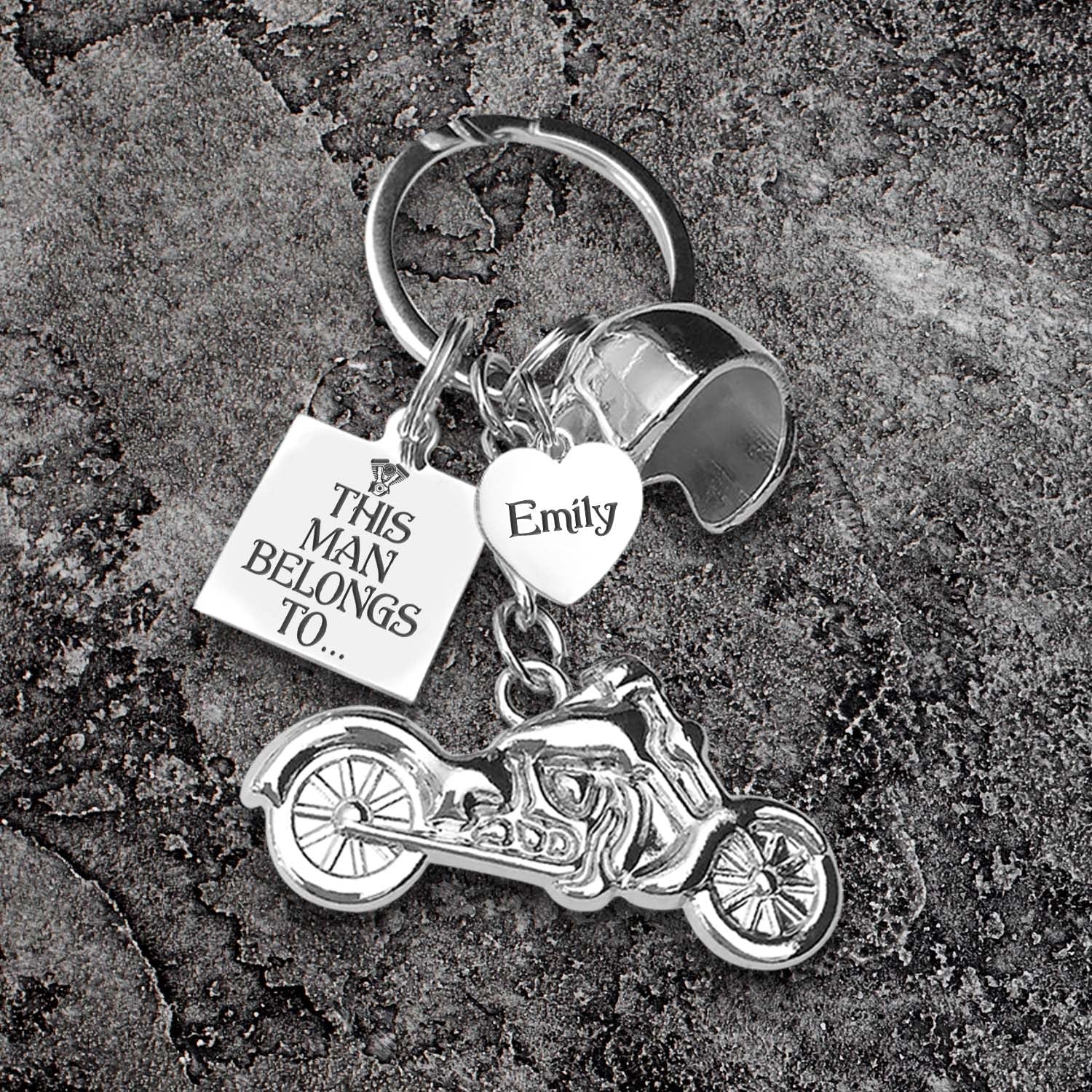 Personalized Classic Bike Keychain - Biker - To My Man - I Love You