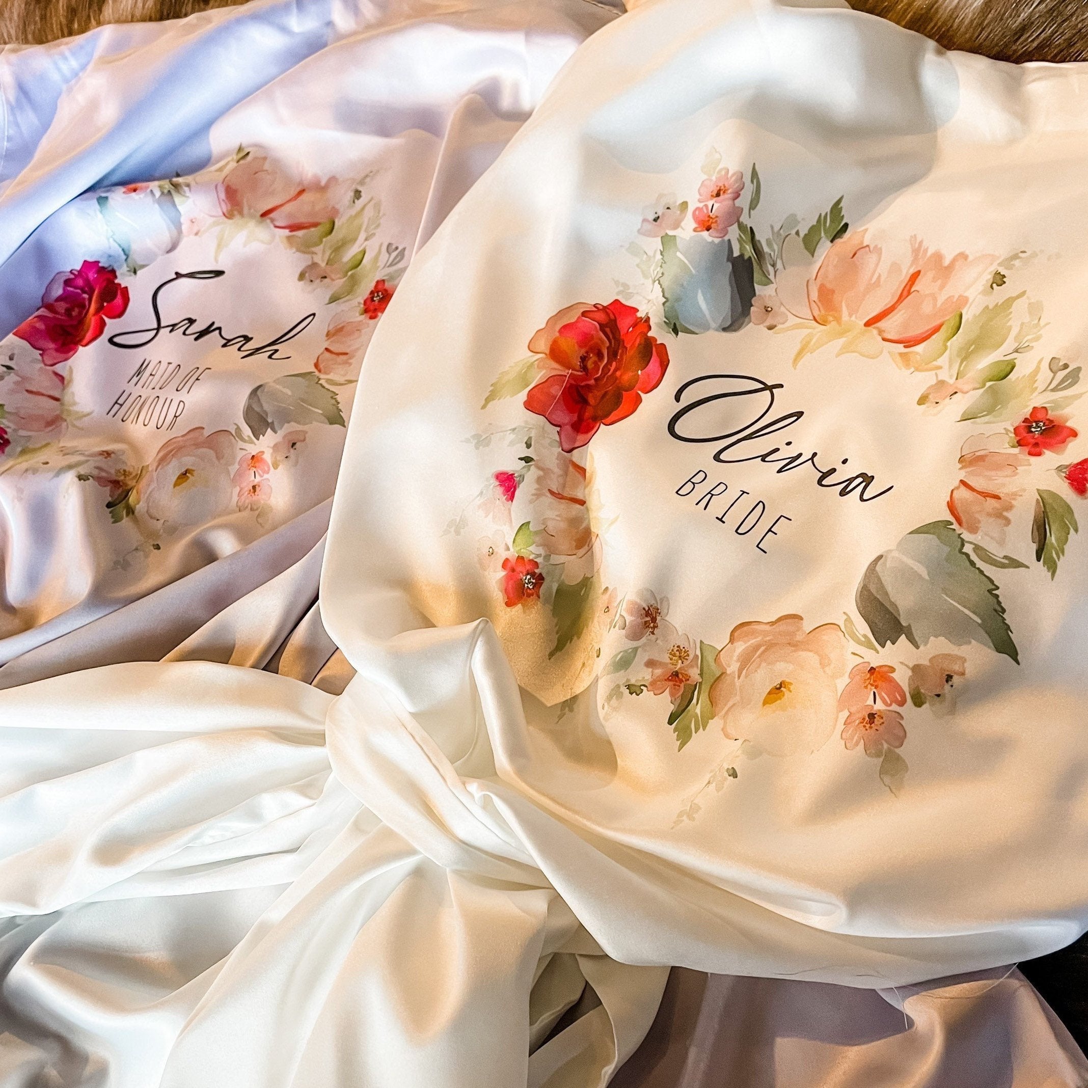 Personalized Sage Bridesmaid Robes | Bridesmaid Silk Robes