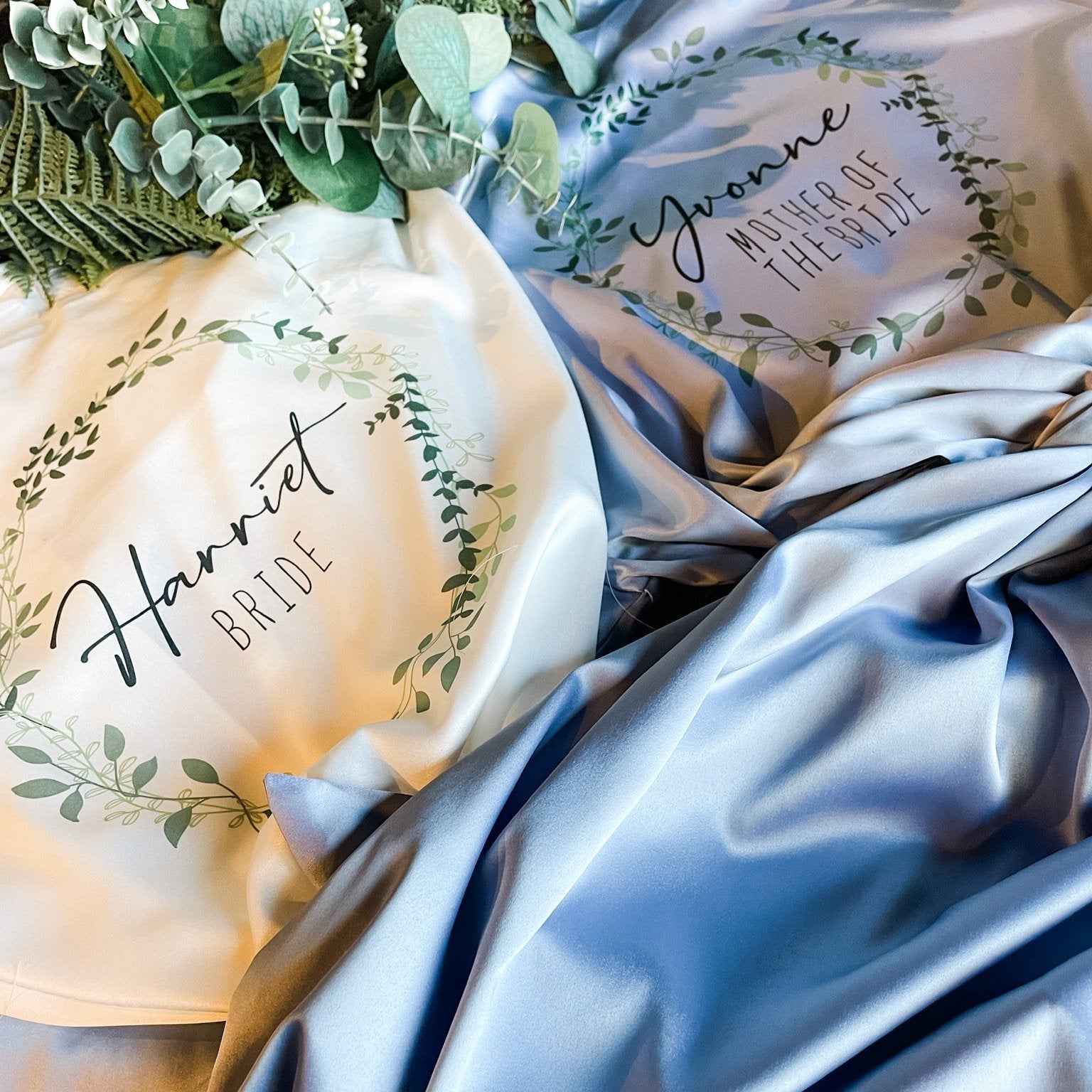 Personalized Sage Bridesmaid Robes | Bridesmaid Silk Robes