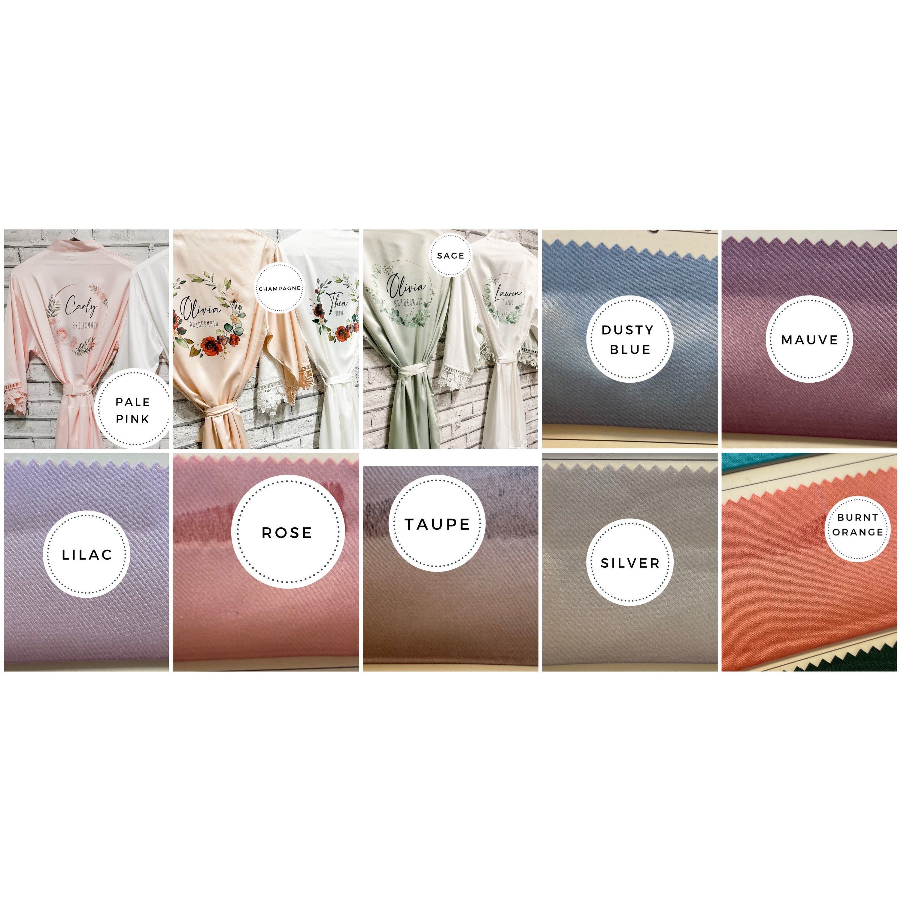 Personalized Sage Bridesmaid Robes | Bridesmaid Silk Robes