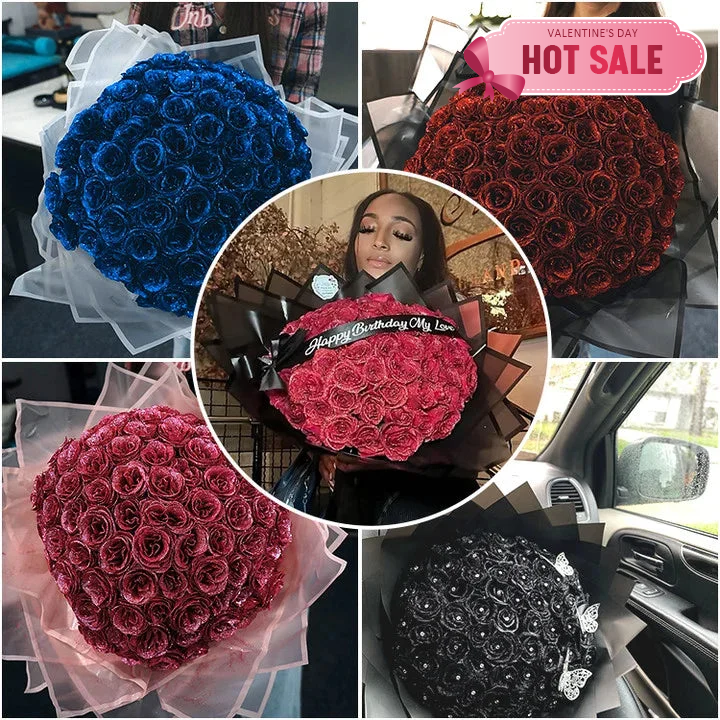 💕Glitter Rose Bouquet💕Everlasting Rose Bouquet (Never Wither)