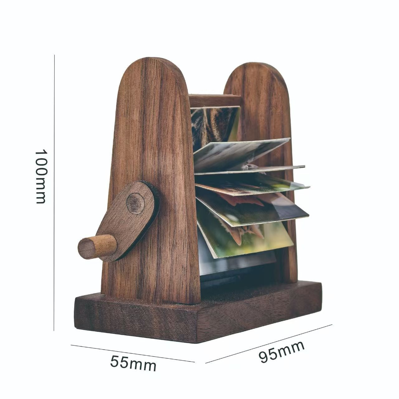 Custom-made Wooden Flip-top Photo Album Box With Crank Handle