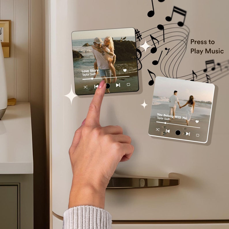 Custom Photo Fridge Magnet With Album Cover - Couple Gifts