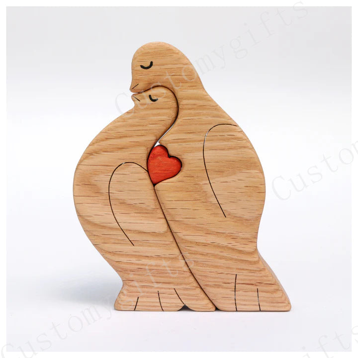 2 Wooden doves family puzzle