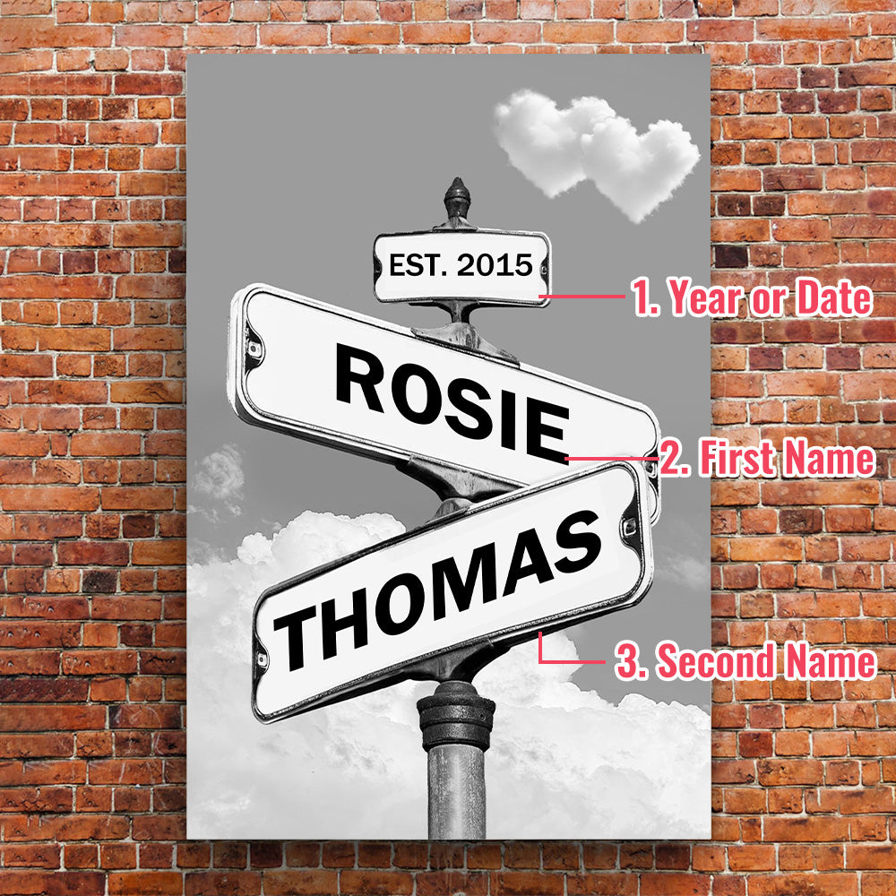 50%OFF⭐️Personalized Names Street Heart Sign Wall Art Frame