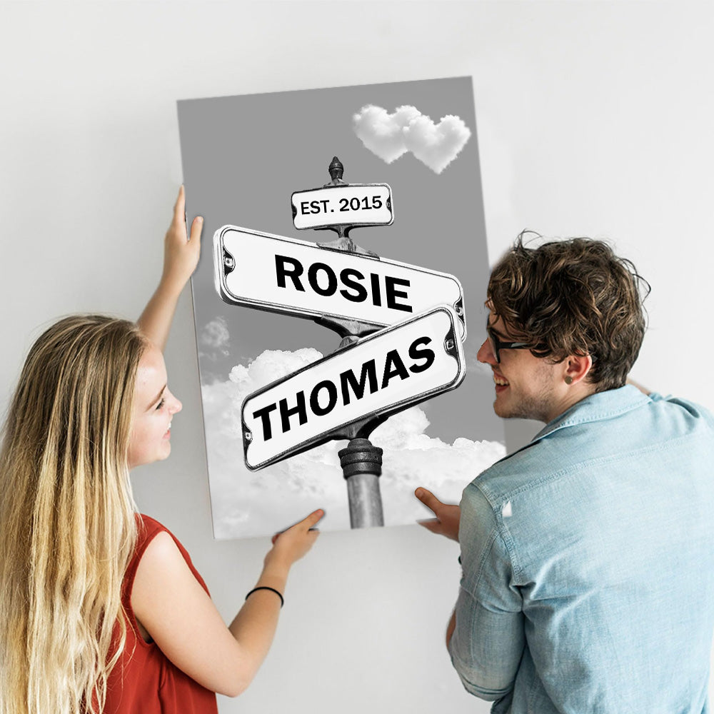 50%OFF⭐️Personalized Names Street Heart Sign Wall Art Frame