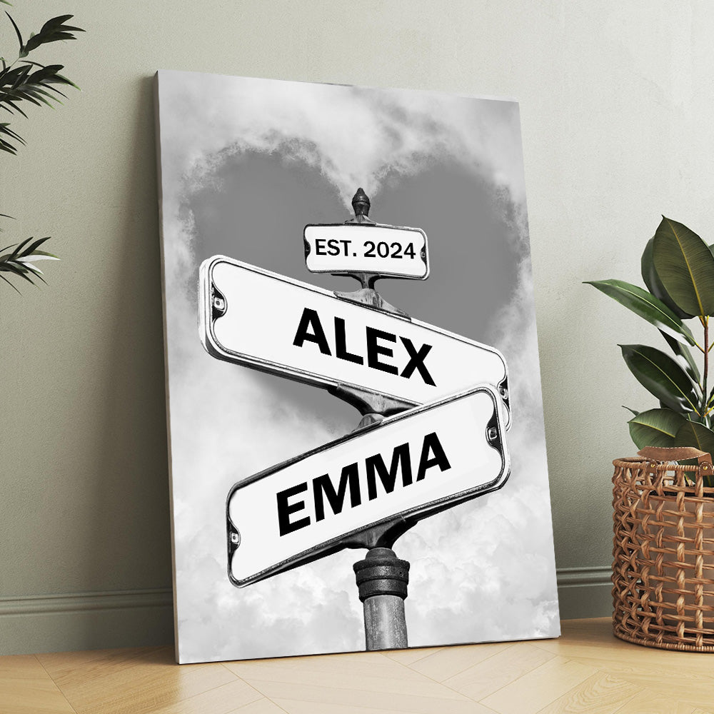 50%OFF⭐️Custom Names Street Heart Sign Wall Art Frame For Couple