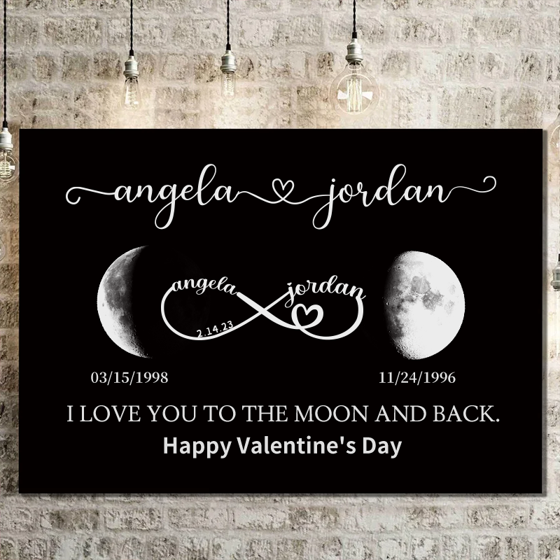 Custom Moon Phase Frame With Text & Date- This is How the Moon Looked Like on the Day we Met / Got Married / Engaged
