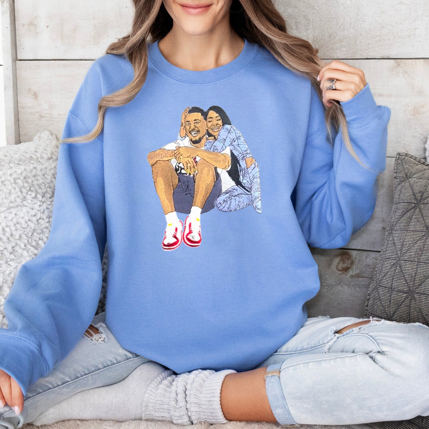 Custom Couple Full Color Embroidered Sweatshirt - 💕 Best Gifts to Lover 💕