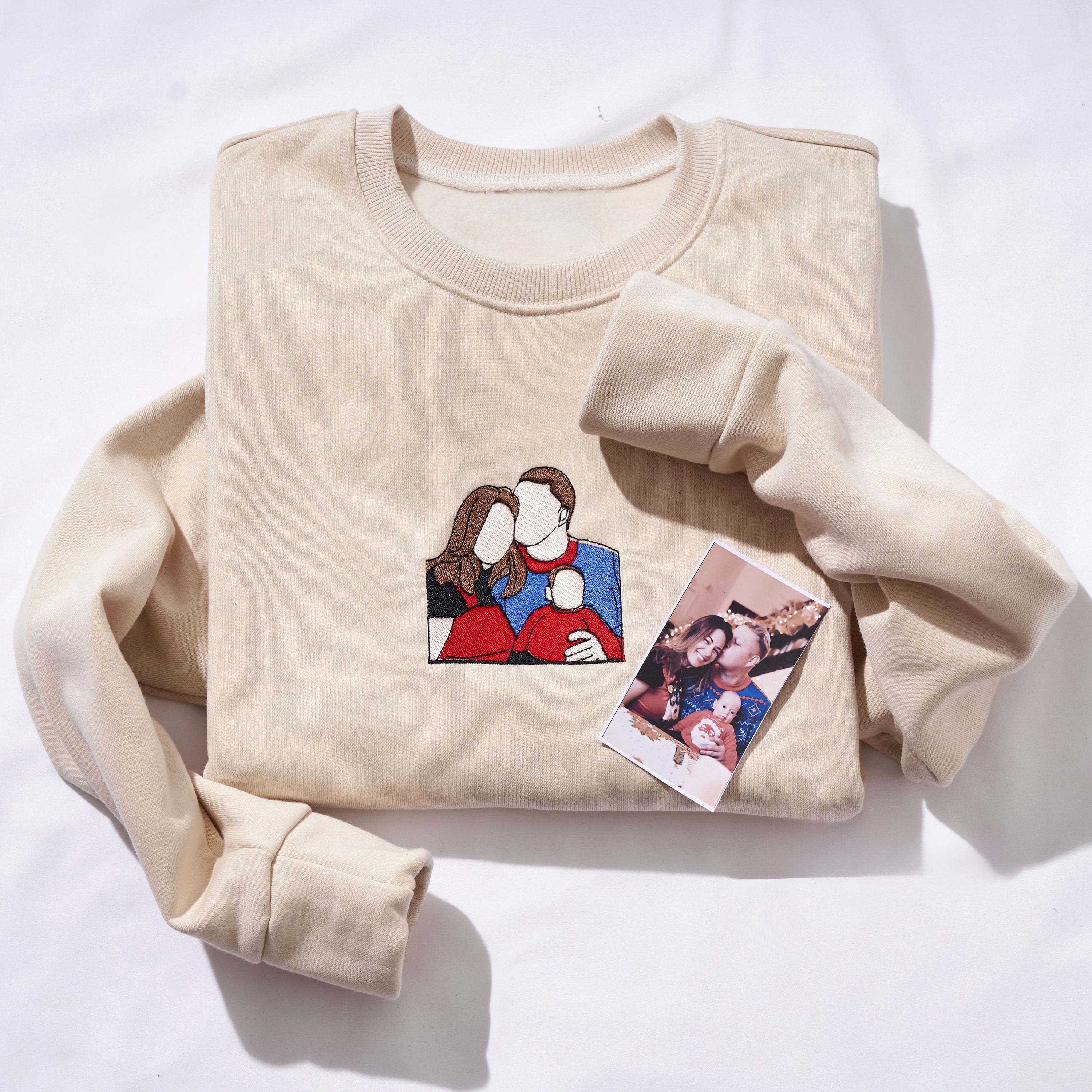 Custom Embroidered Sweatshirt Portrait Music Player Gift For Couple