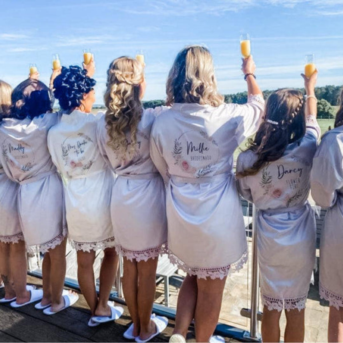 Personalized Sage Bridesmaid Robes | Bridesmaid Silk Robes