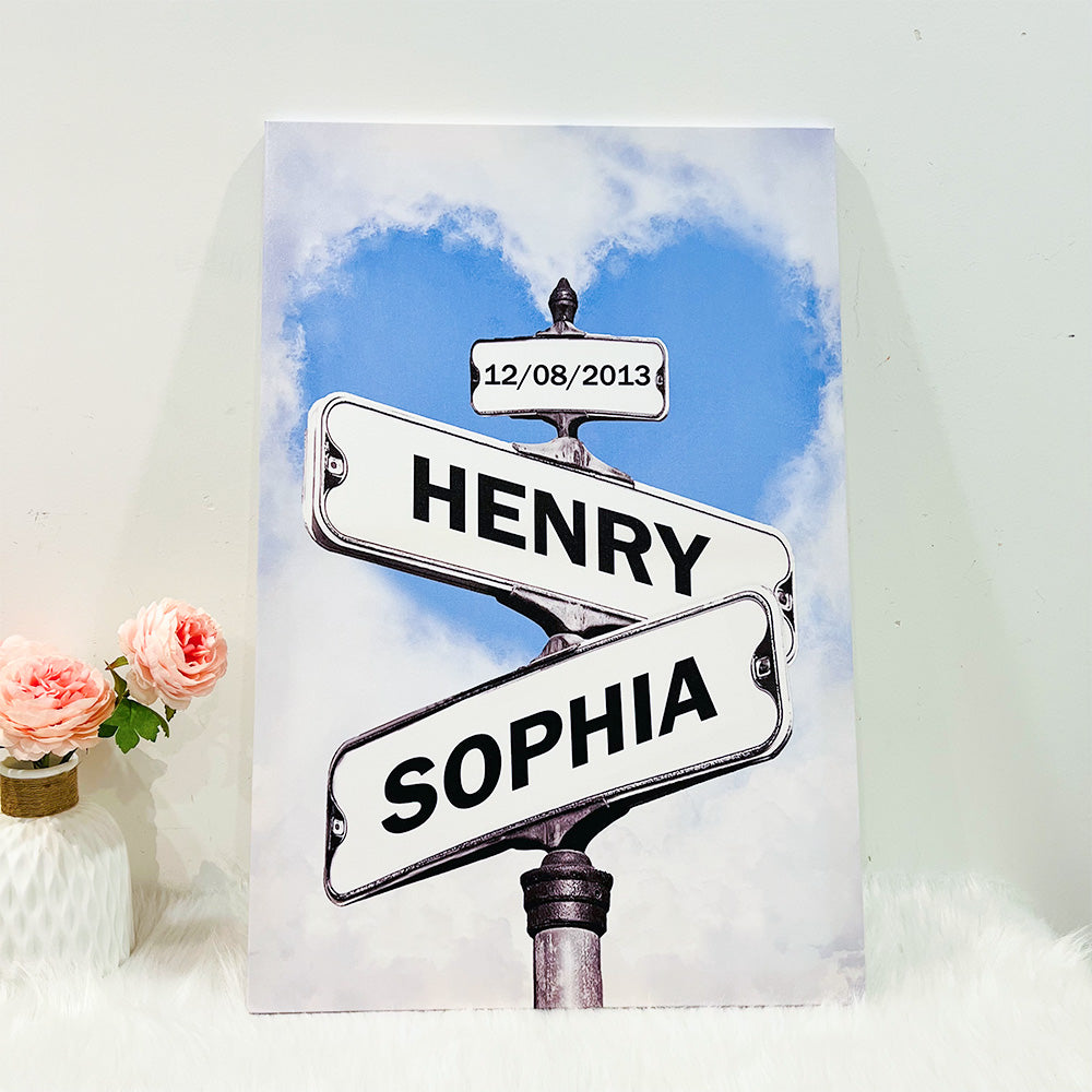 50%OFF⭐️Custom Names Street Heart Sign Wall Art Frame For Couple