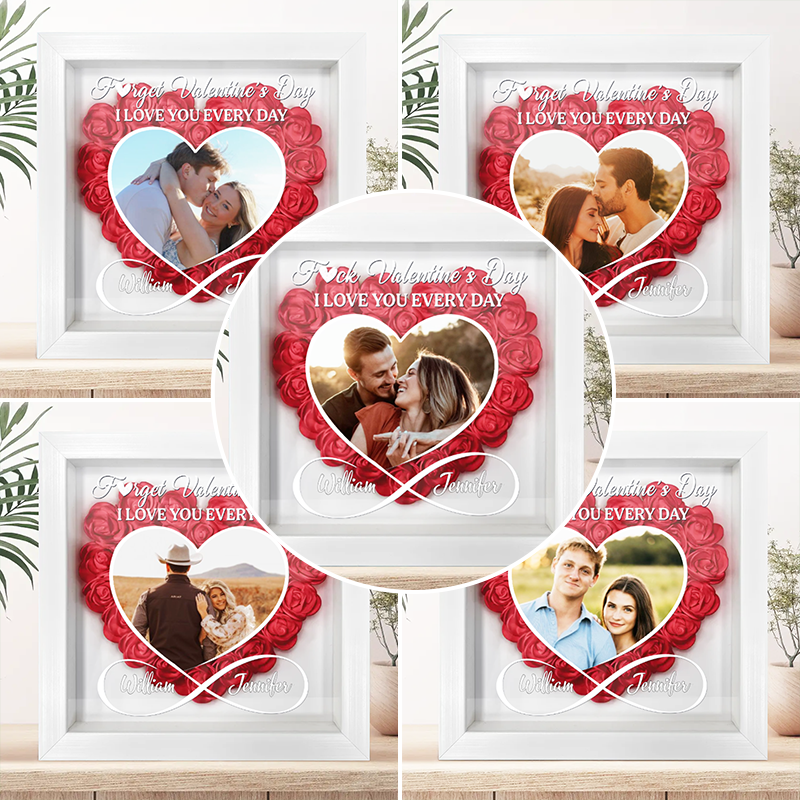Custom Photo I Love You Everyday - Personalized Flower Shadow Box