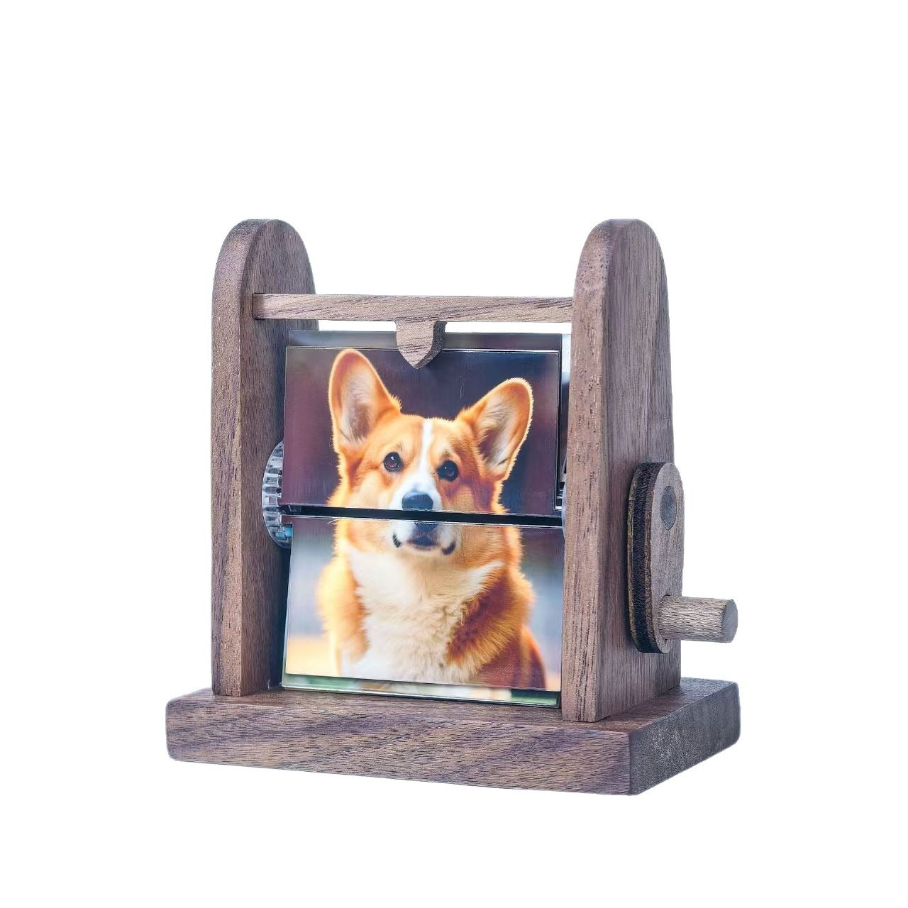 Custom-made Wooden Flip-top Photo Album Box With Crank Handle