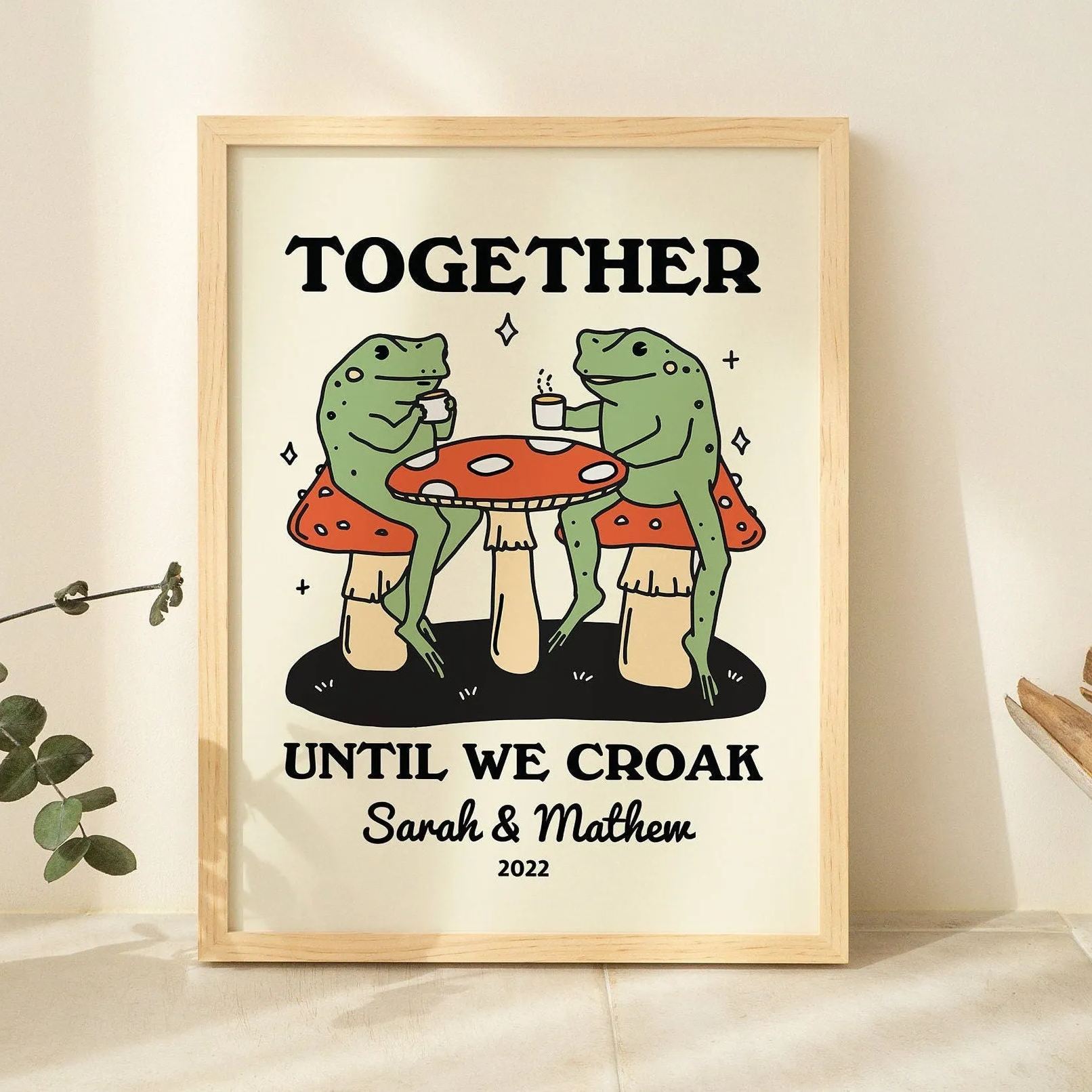 50%OFF⭐️Personalized Couple Print, Custom Frog Illustration Frame