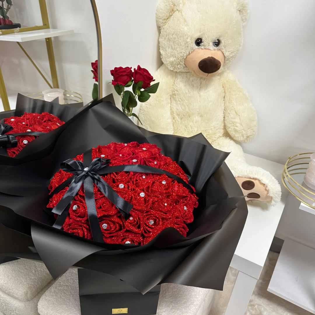 💕Beautiful Rhinestones Bouquet of Forever Glitter Roses (Never Fade)💐—Perfect Valentine's Day Gift