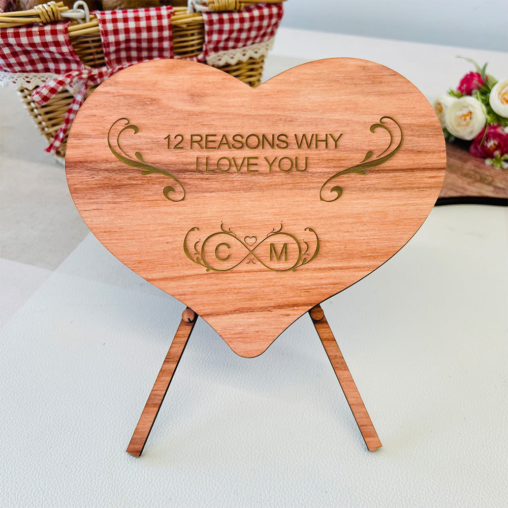 50%OFF⭐️12 Reasons Why I Love You Unique Puzzle Custom Photo Wooden Frame Gift