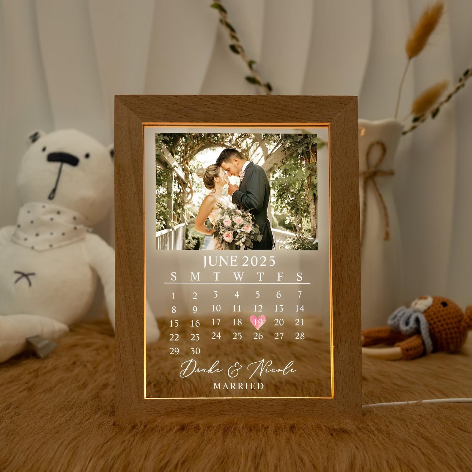 Custom Couple Photo LED Light, Anniversary Gift