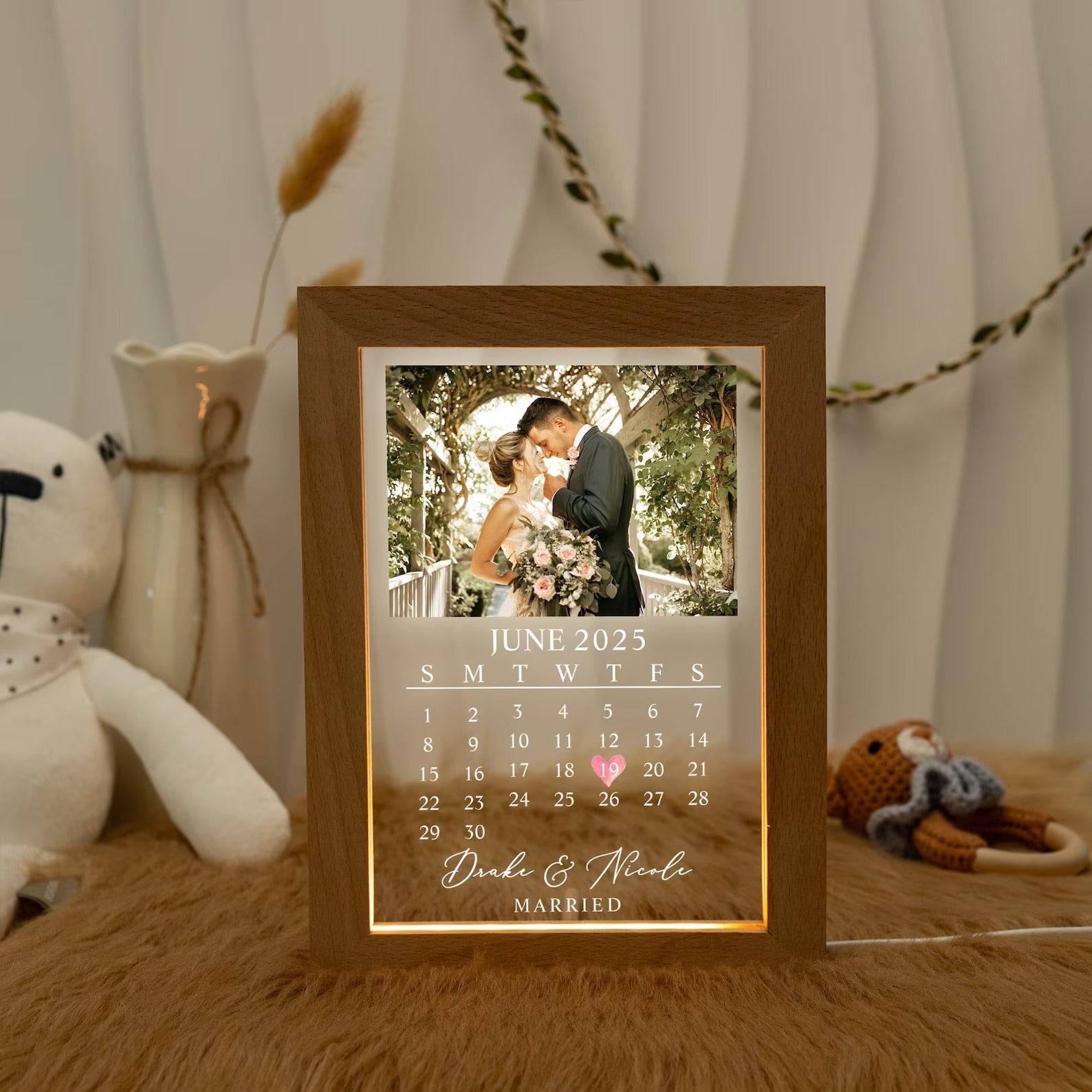 Custom Couple Photo LED Light, Anniversary Gift