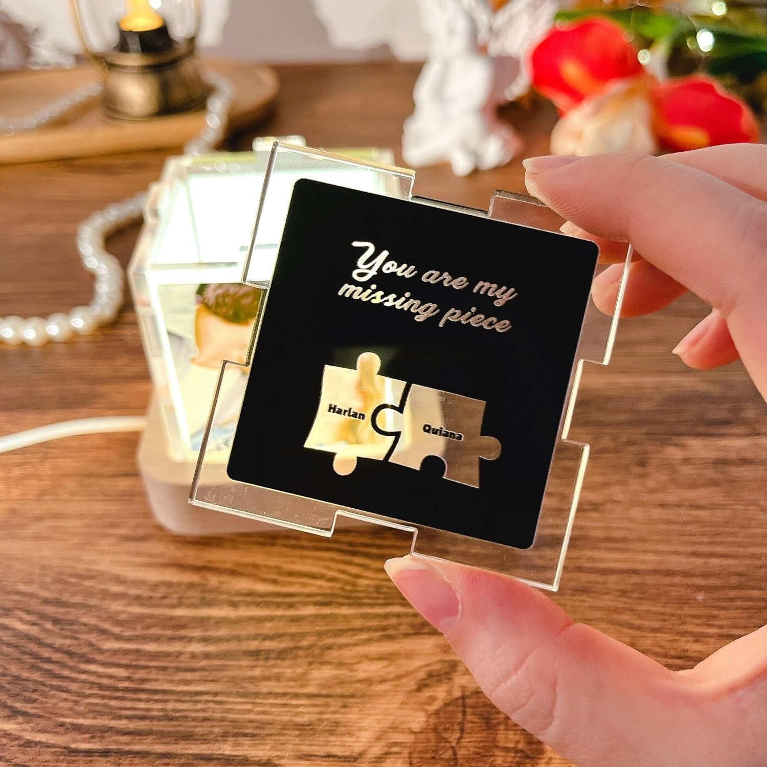 You are my missing piece-Personalized acrylic photo night light for couples