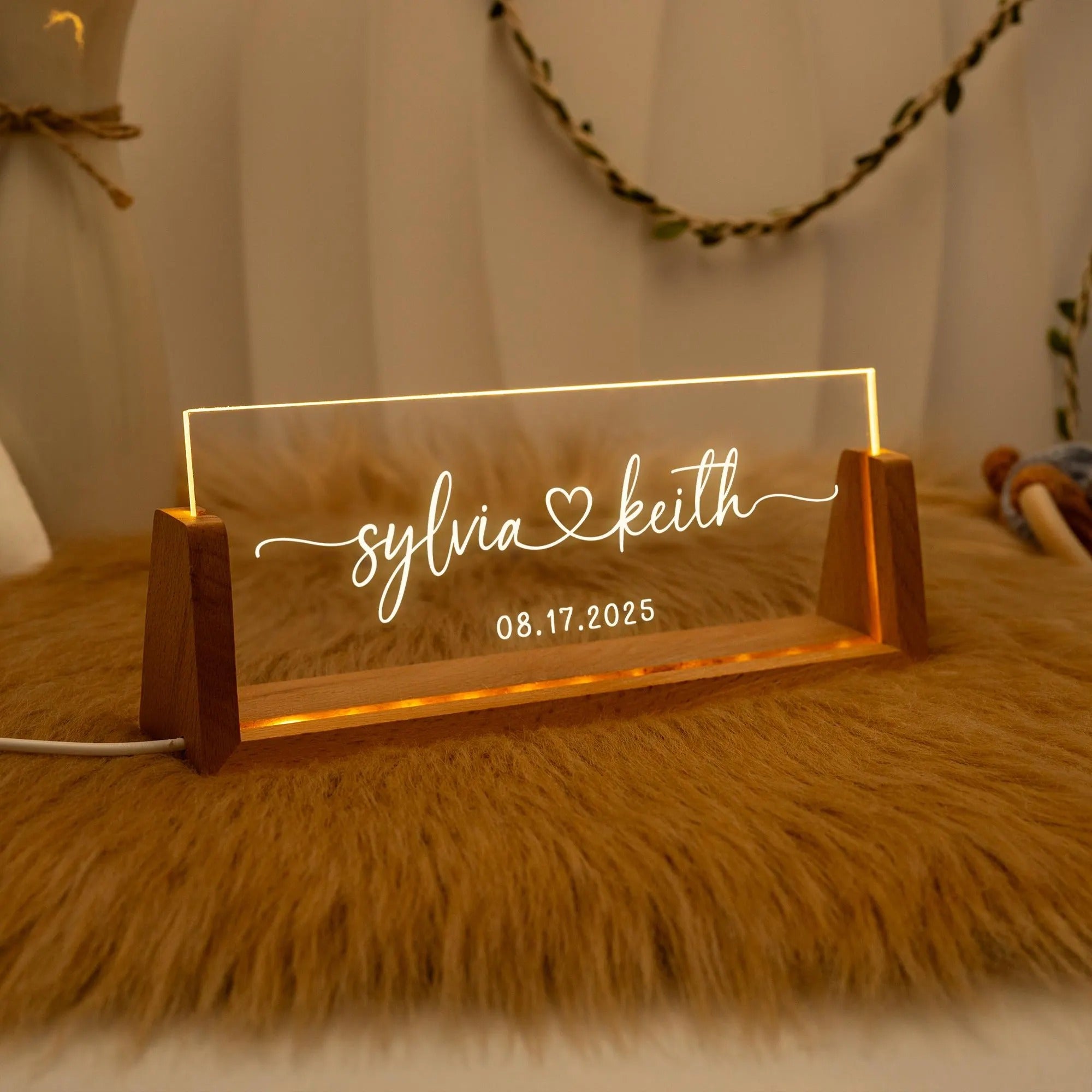 Custom Names and Date Lamp,Custom Wedding Night Light,Anniversary Gift,Romantic Gift for Couple