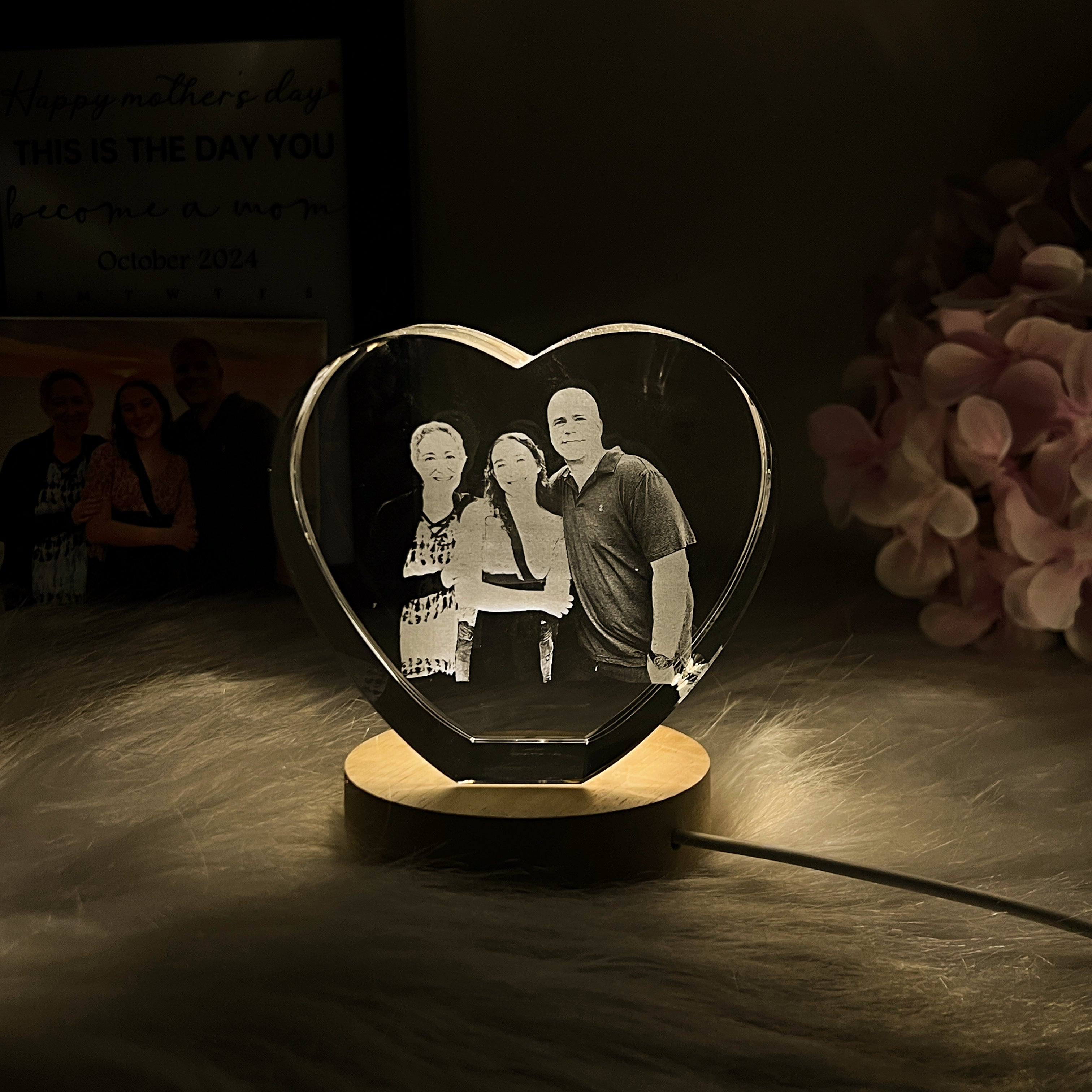 Personalized 3D Heart Shaped Crystal Photo Gift