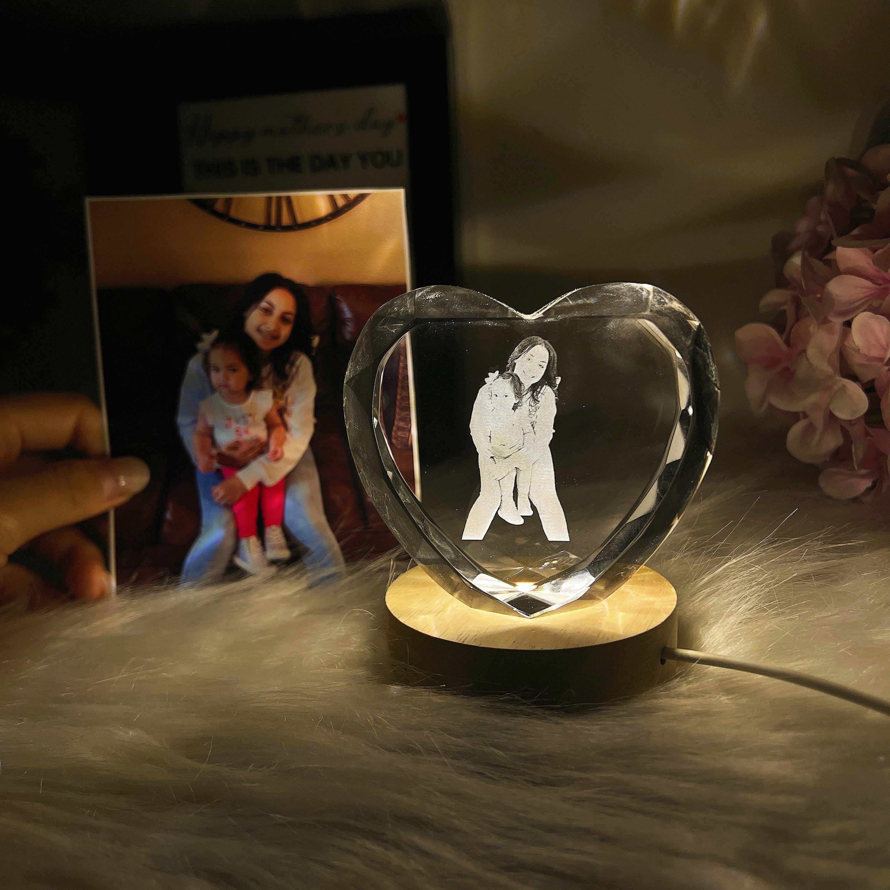 Personalized 3D Heart Shaped Crystal Photo Gift