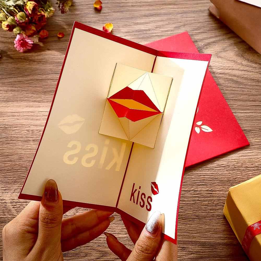 3D Lip Kiss Card - Pop Up Greeting Cards