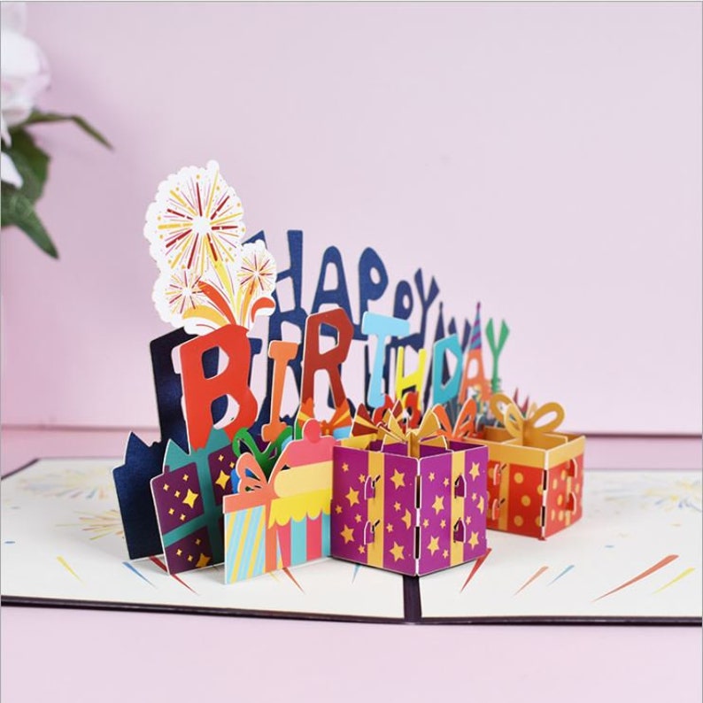 3D Pop Up Happy Birthday Cards with Colorful Gift Boxes