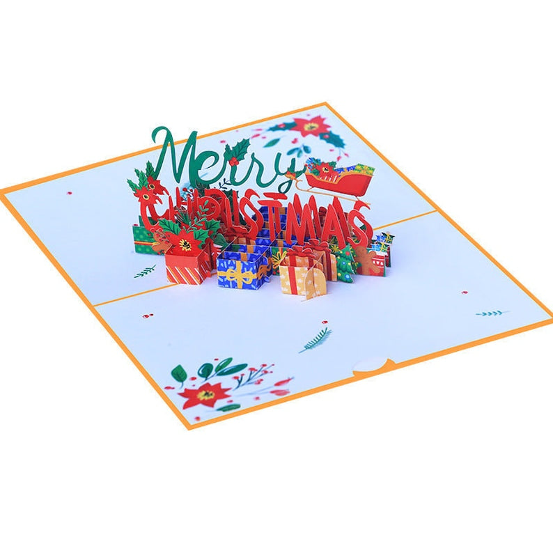 Handmade Merry Christmas Pop Up Greeting Card