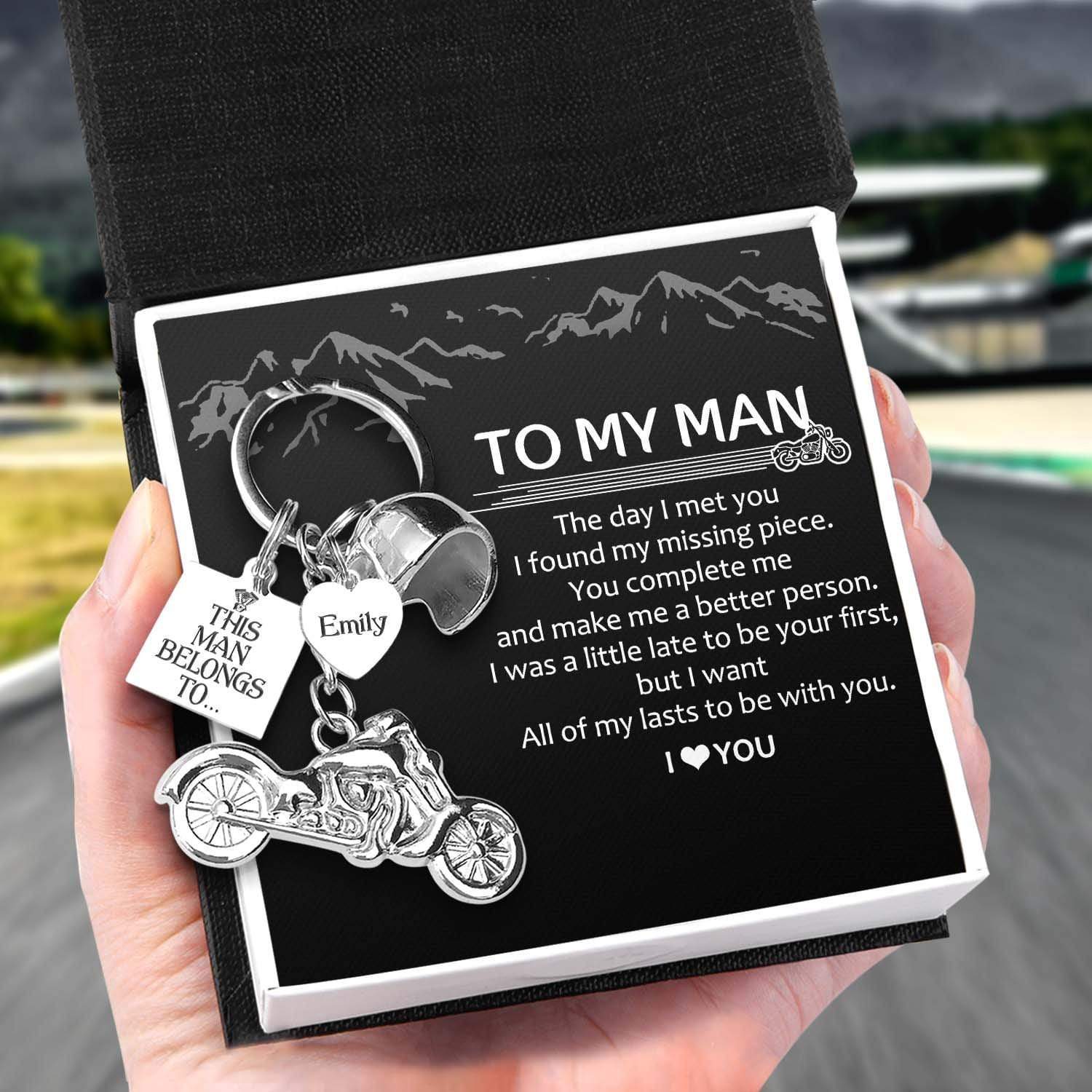 Personalized Classic Bike Keychain - Biker - To My Man - I Love You