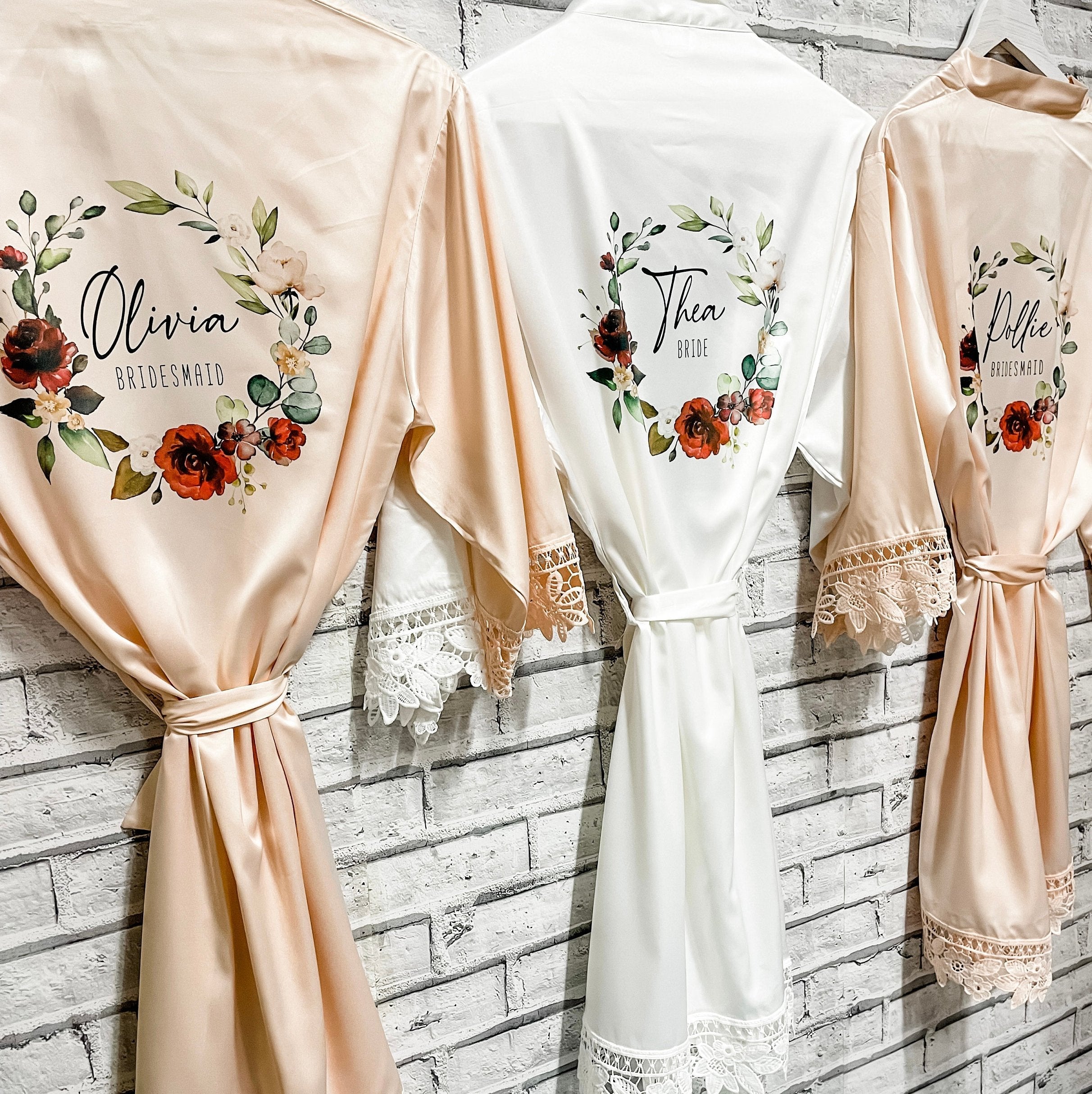 Personalized Sage Bridesmaid Robes | Bridesmaid Silk Robes